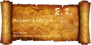 Reider Klára névjegykártya