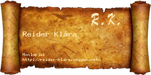 Reider Klára névjegykártya